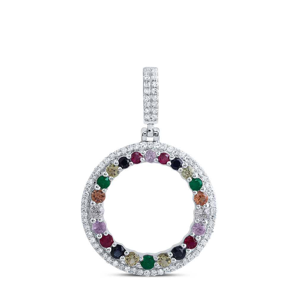 1/5CTW-NAT DIA CN 1/2CTW RD-NAT GEM MULTI CLR SAPPHIRE ROUND PENDANT Daisy Joyeria