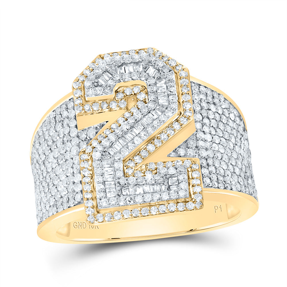 1 5/8CTW-DIA P1 NUMBER "2" MEN'S RING 10 Daisy Joyeria