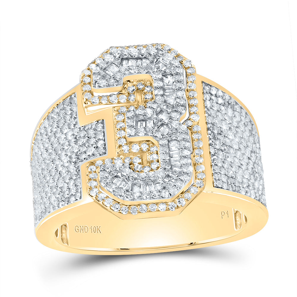 1 1/2CTW-DIA P1 NUMBER "3" MEN'S RING 10 Daisy Joyeria