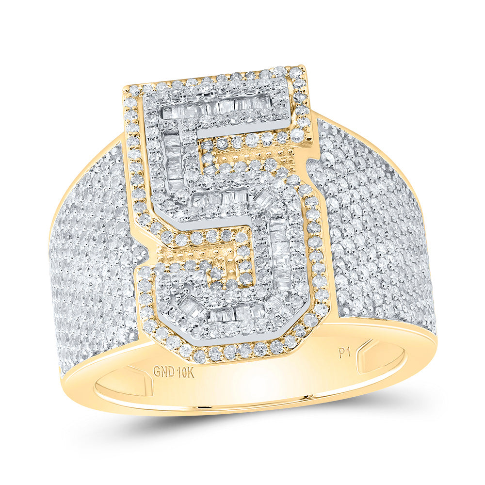 1 5/8CTW-DIA P1 NUMBER "5" MEN'S RING 10 Daisy Joyeria
