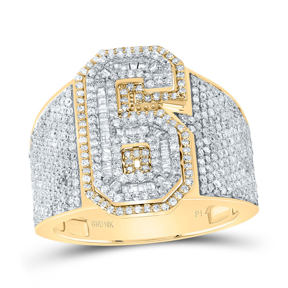 1 5/8CTW-DIA P1 NUMBER "6" MEN'S RING 10 Daisy Joyeria