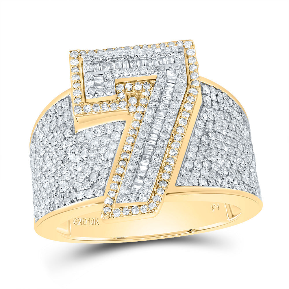 1 5/8CTW-DIA P1 NUMBER "7" MEN'S RING 10 Daisy Joyeria