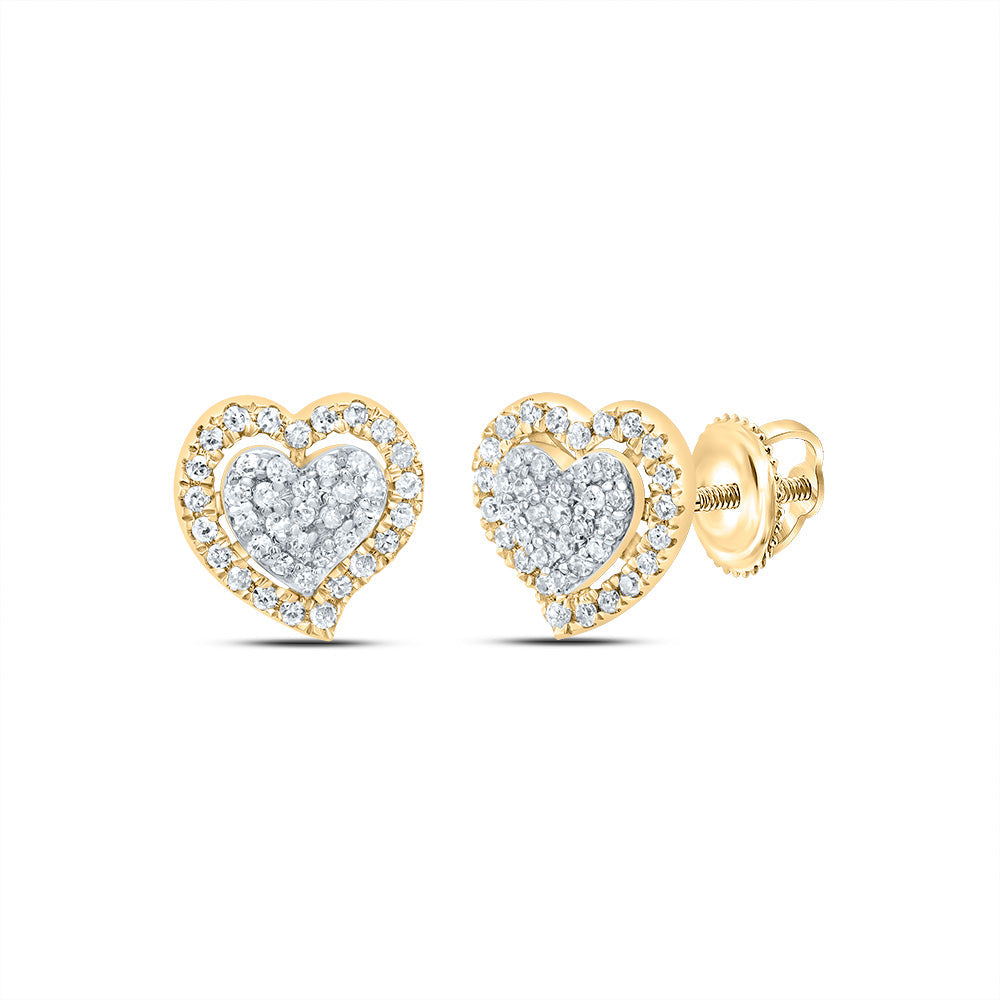 1/5CTW-NAT DIA P1 GIFT HEART STUD EARRING Daisy Joyeria