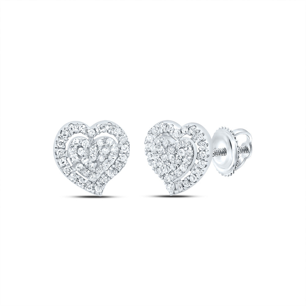 1/5CTW-NAT DIA P1 GIFT HEART STUD EARRING Daisy Joyeria