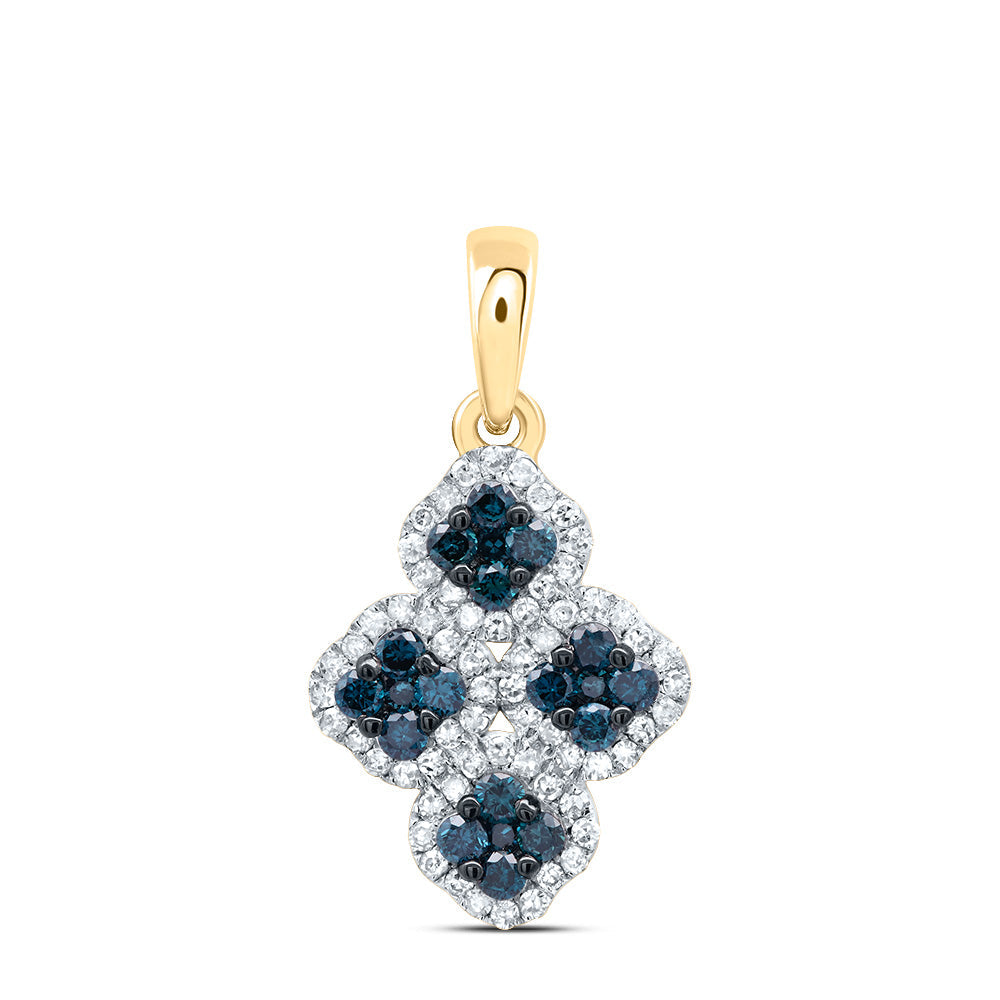 3/8CTW-DIA P1 GIFT BLUE DIAMOND CLOVER  PENDANT Daisy Joyeria