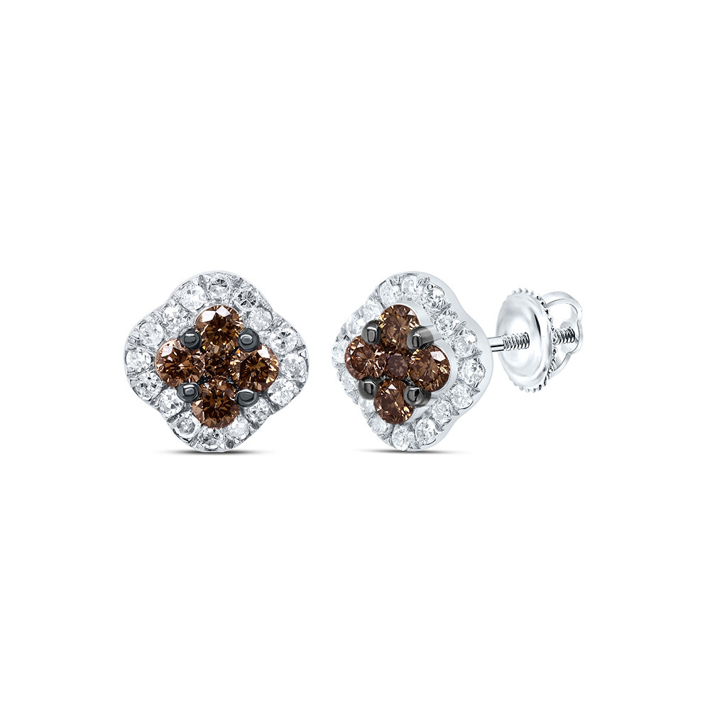 1/3CTW-DIA P1 GIFT COGNAC NATURAL DIAMOND CLOVER STUD EARRING Daisy Joyeria