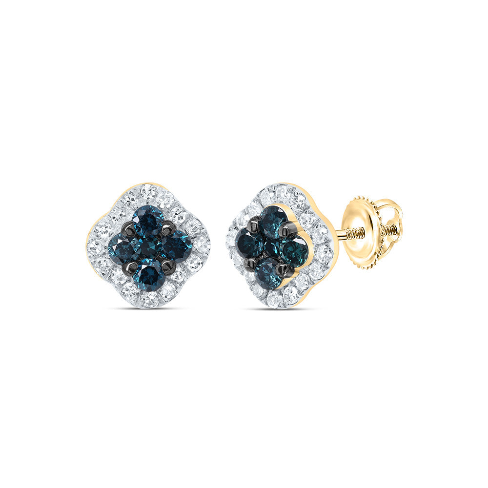 1/3CTW-DIA P1 GIFT BLUE DIAMOND CLOVER STUD EARRING Daisy Joyeria