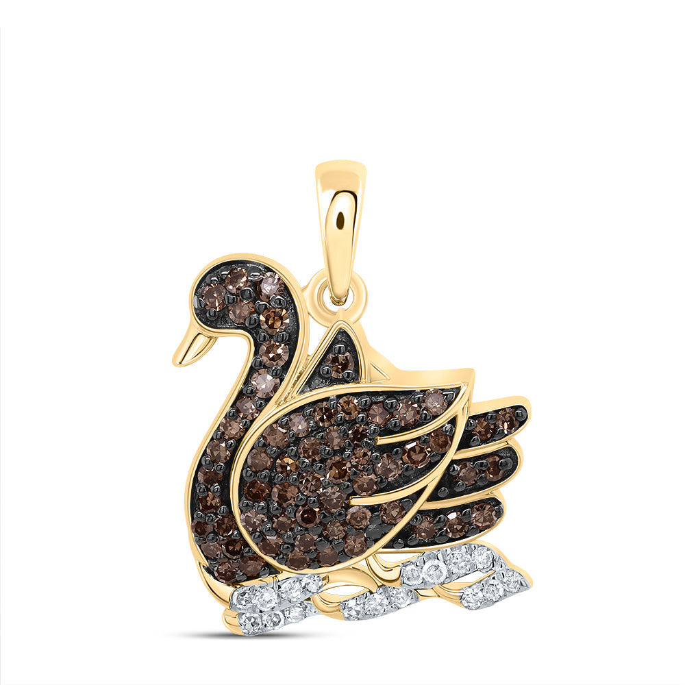 1/3CTW-DIA P1 GIFT COGNAC NATURAL DIAMOND SWAN PENDANT Daisy Joyeria