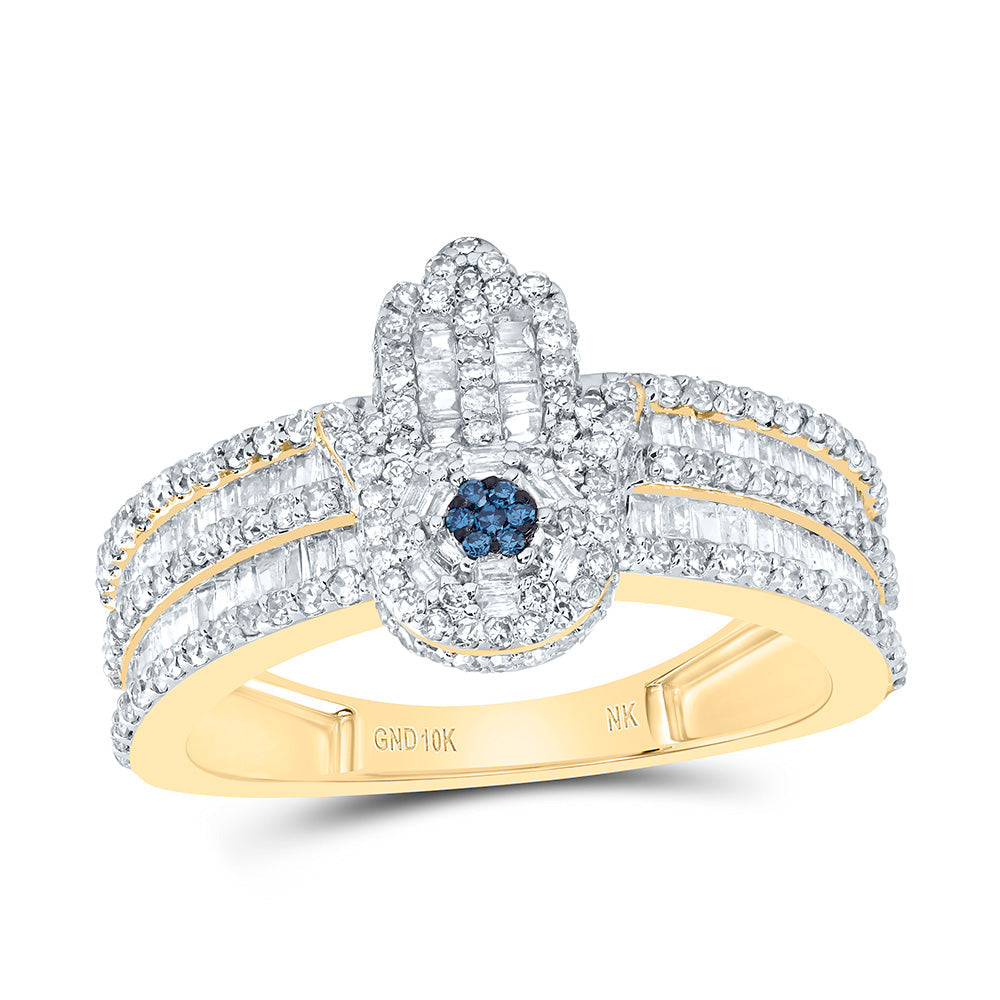 1 CTW-DIA NK FASHION BLUE-DIA HAMSA RING 7 Daisy Joyeria