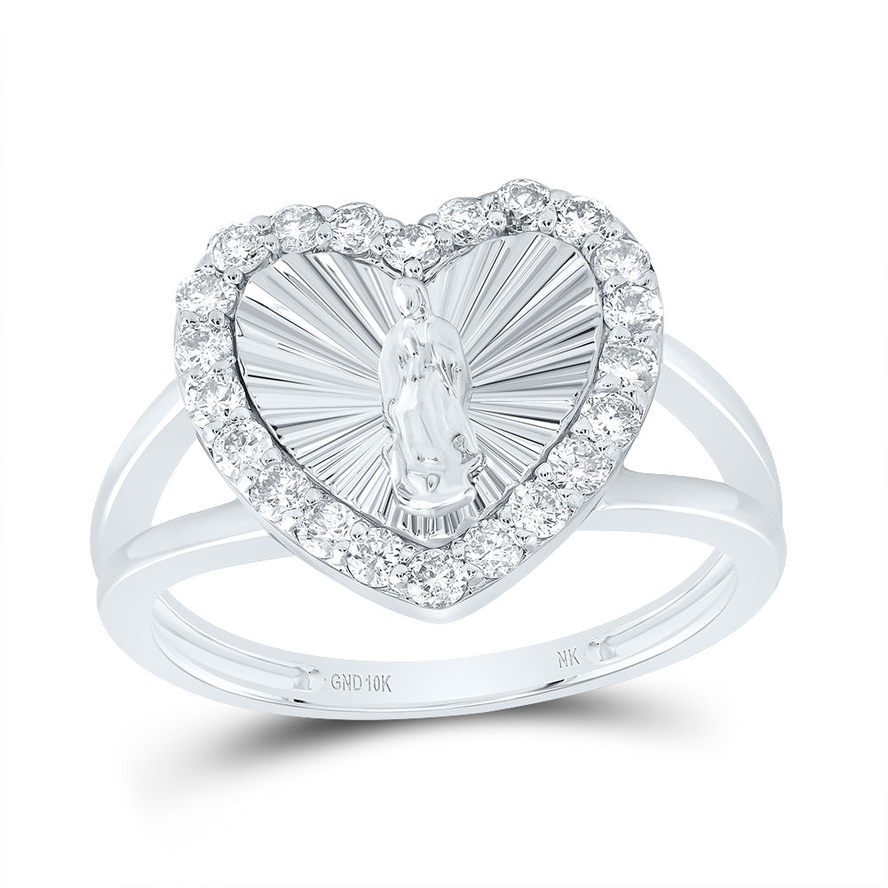 1/2CTW-DIA NK VIRGIN MOTHER MARY HEART LADIES RING 7 Daisy Joyeria