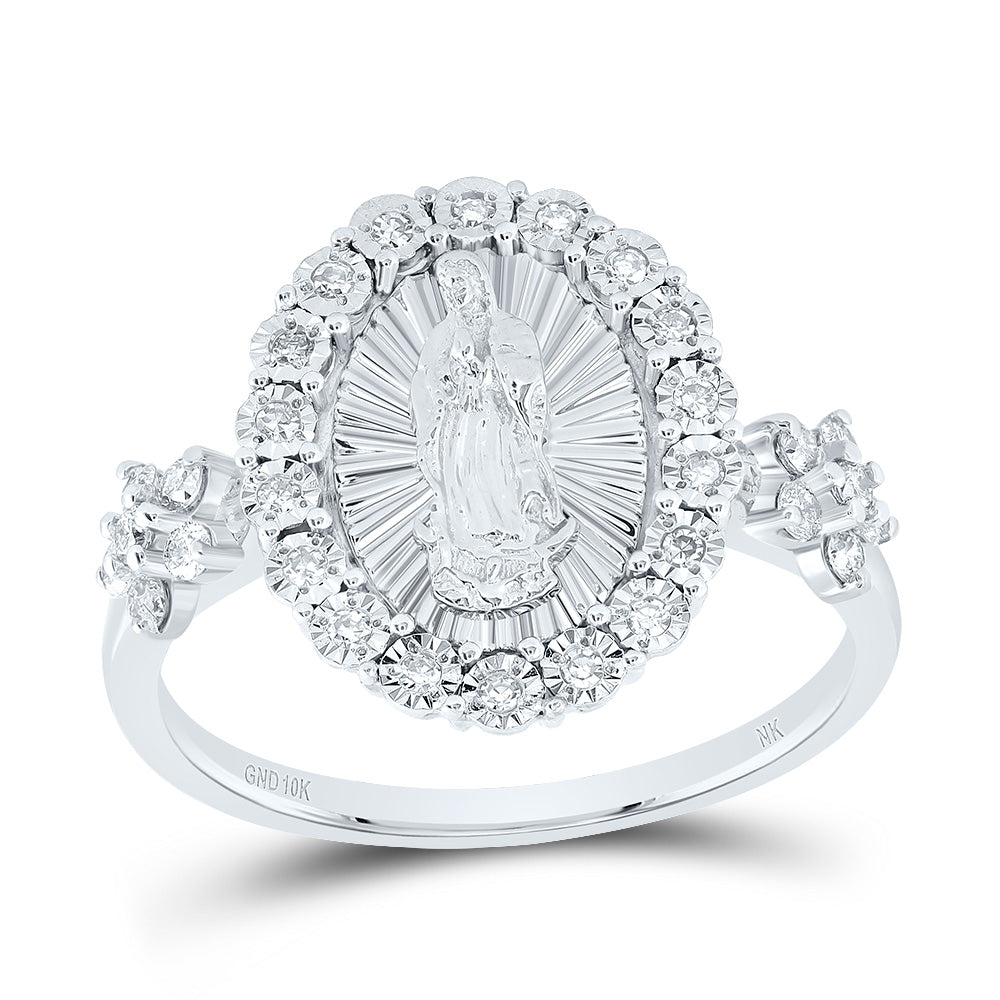 1/4CTW-DIA NK VIRGIN MOTHER MARY OVAL LADIES  RING 7 Daisy Joyeria