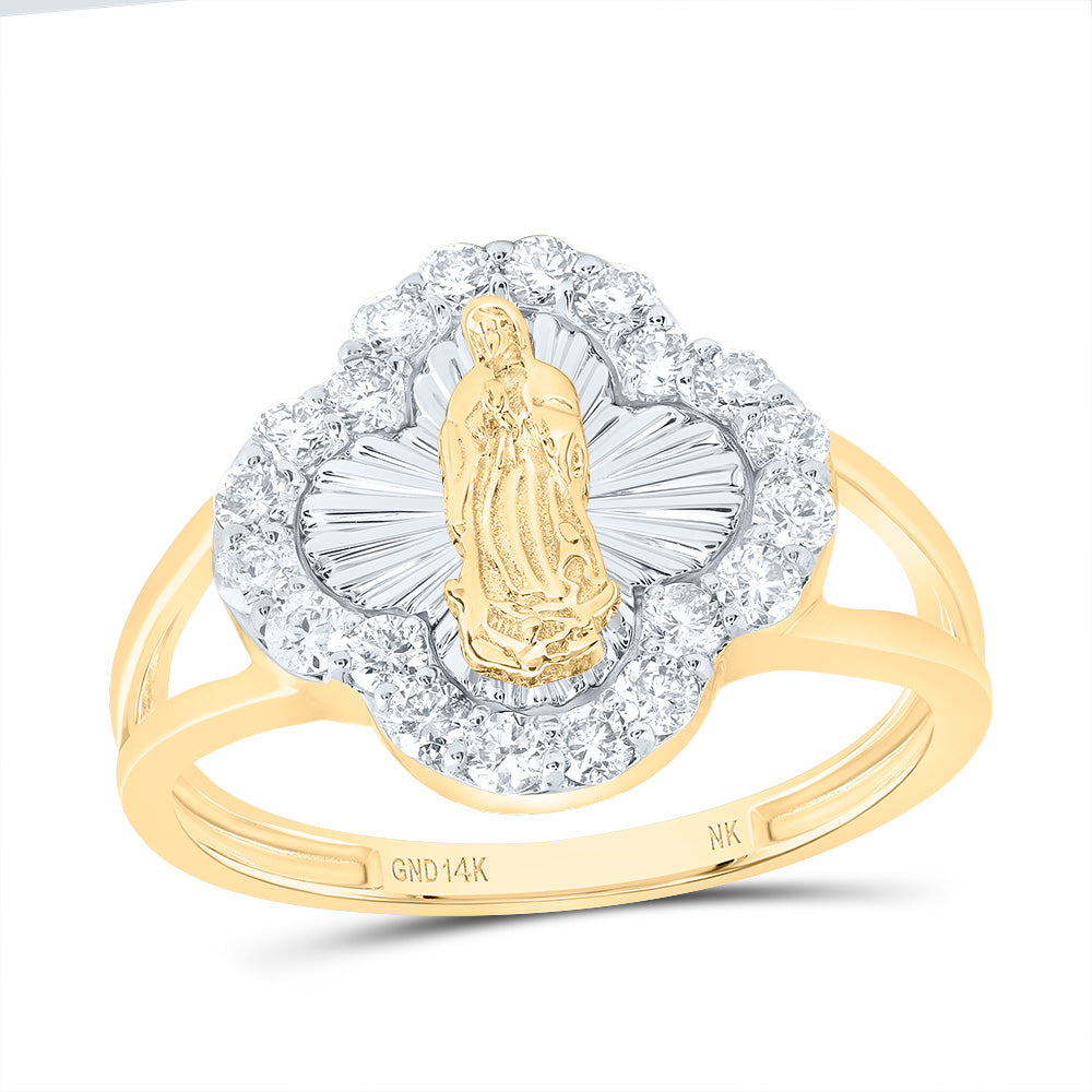 1/2CTW-DIA NK FASHION VIRGIN MOTHER MARY CLOVER LADIES RING 7 Daisy Joyeria