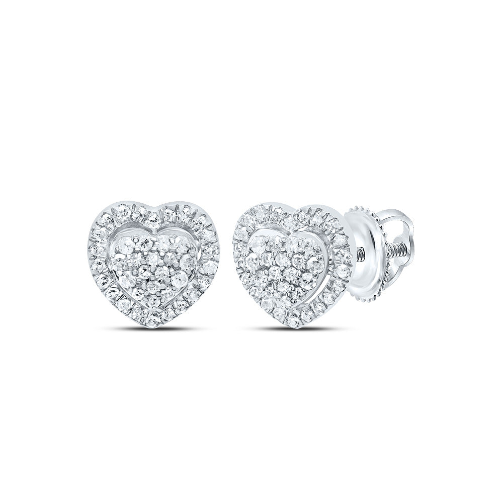 1/4CTW-NAT DIA P1 GIFT HEART STUD EARRING Daisy Joyeria