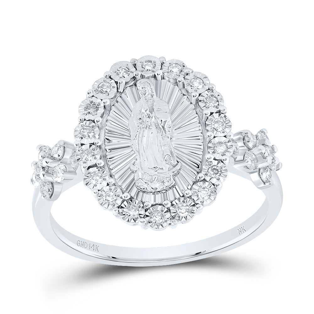 1/4CTW-DIA NK VIRGIN MOTHER MARY OVAL LADIES  RING 7 Daisy Joyeria