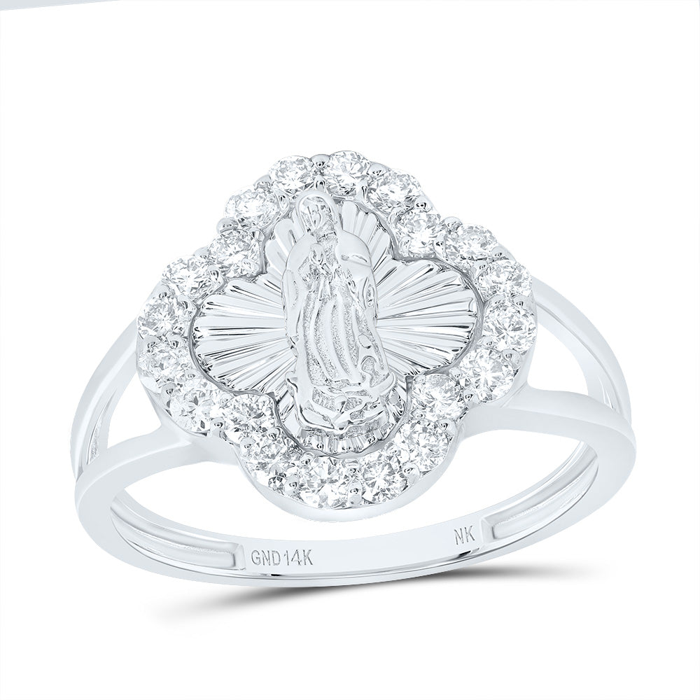 1/2CTW-DIA NK FASHION VIRGIN MOTHER MARY CLOVER LADIES RING 7 Daisy Joyeria