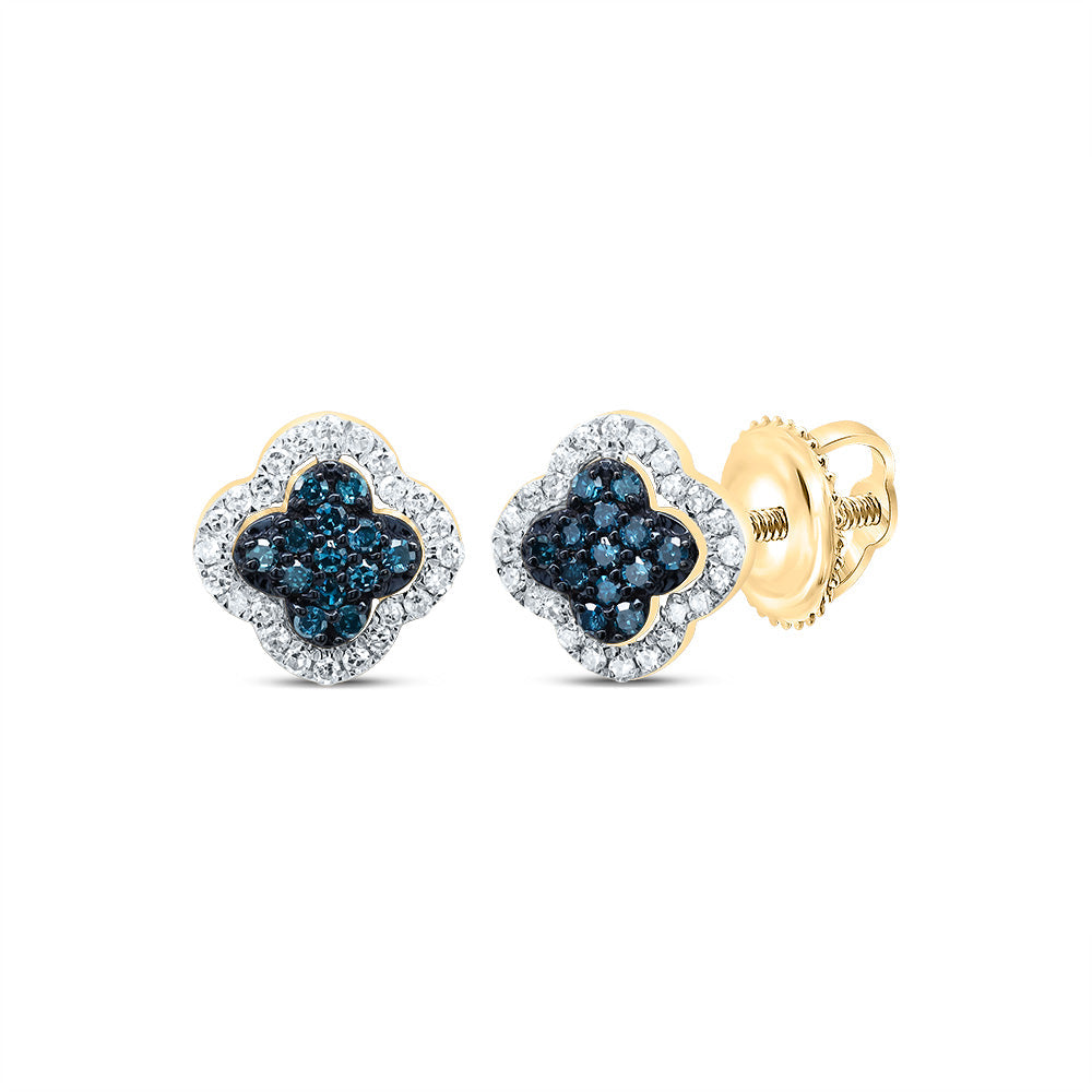 1/5CTW-DIA P1 GIFT BLUE DIAMOND CLOVER STUD EARRING Daisy Joyeria