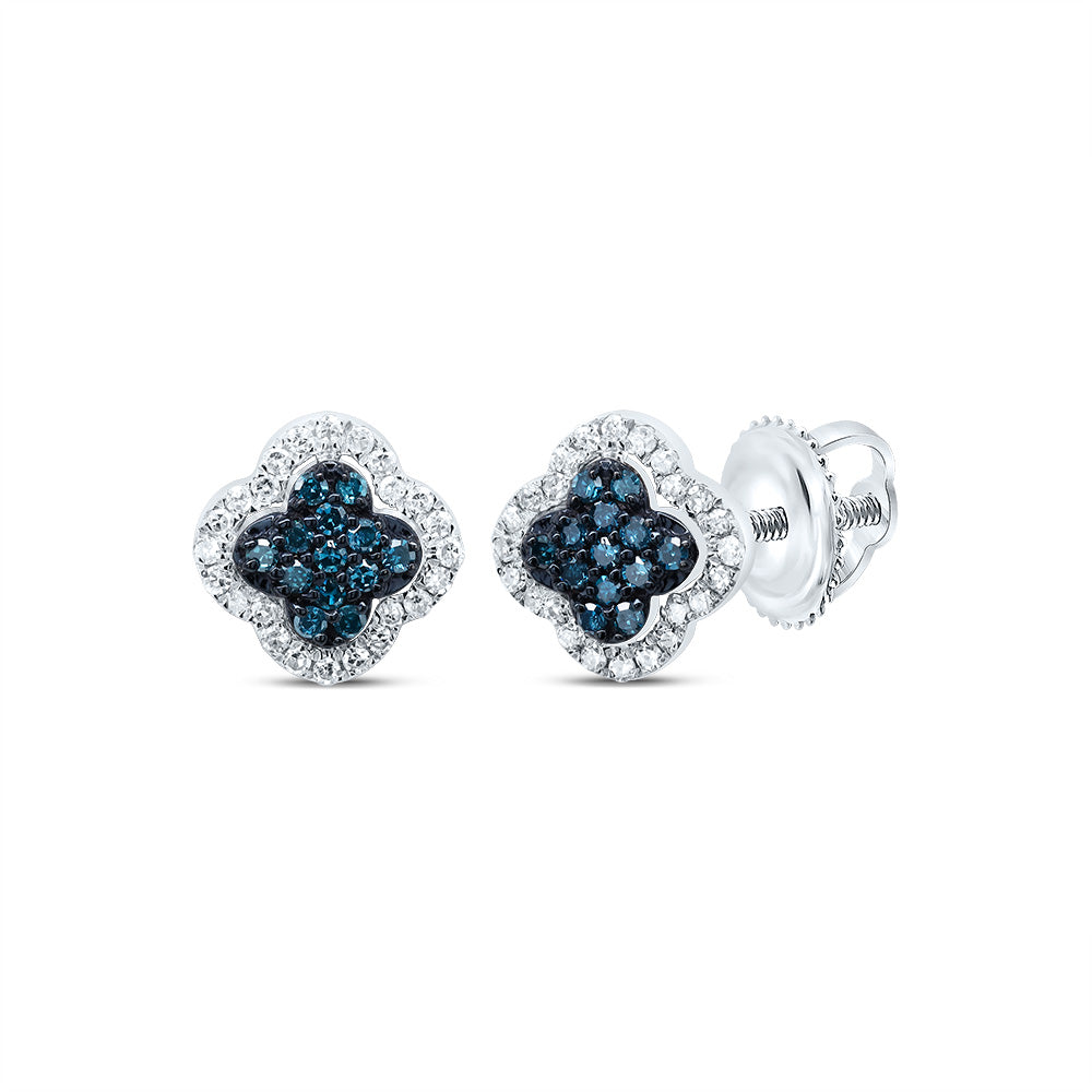 1/5CTW-DIA P1 GIFT BLUE DIAMOND CLOVER STUD EARRING Daisy Joyeria