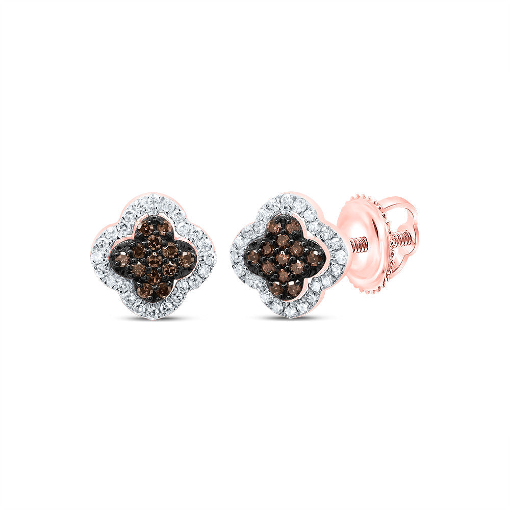 1/4CTW-DIA P1 GIFT COGNAC NATURAL DIAMOND CLOVER STUD EARRING Daisy Joyeria