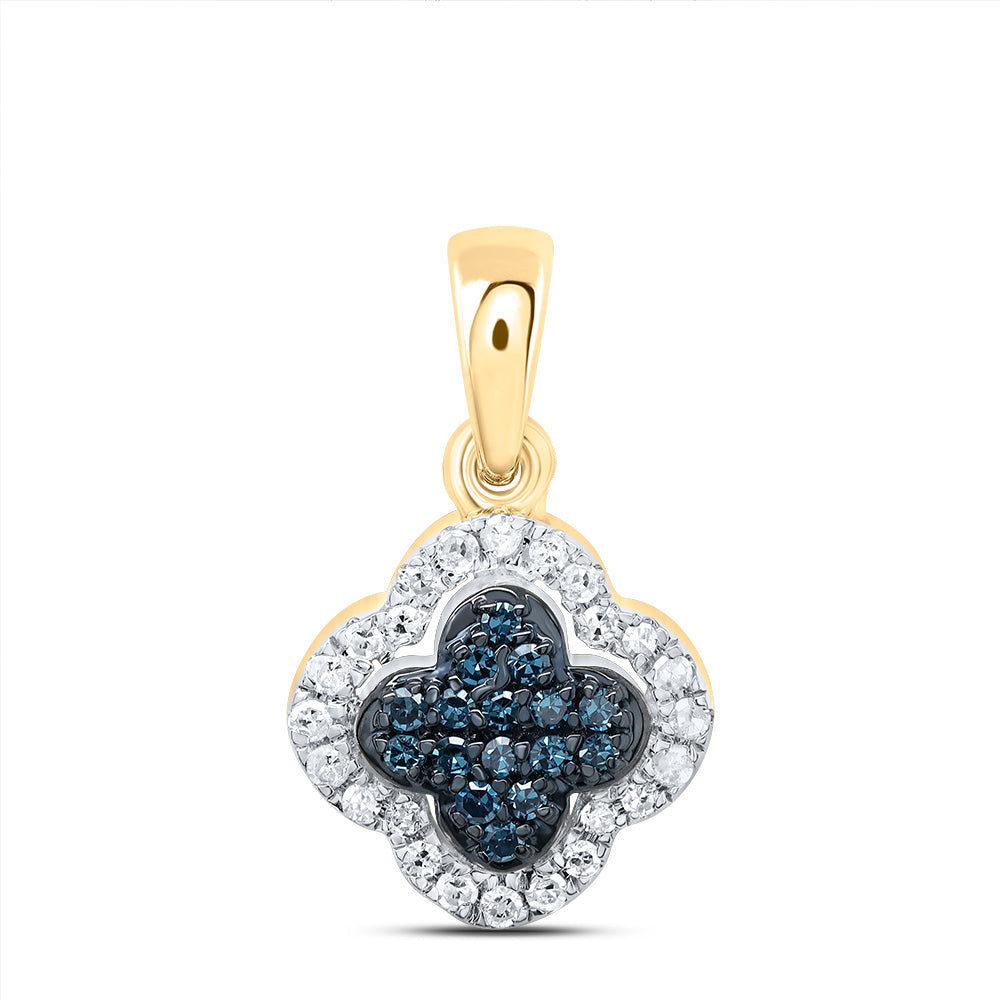 1/6CTW-DIA P1 GIFT BLUE DIAMOND CLOVER  PENDANT Daisy Joyeria
