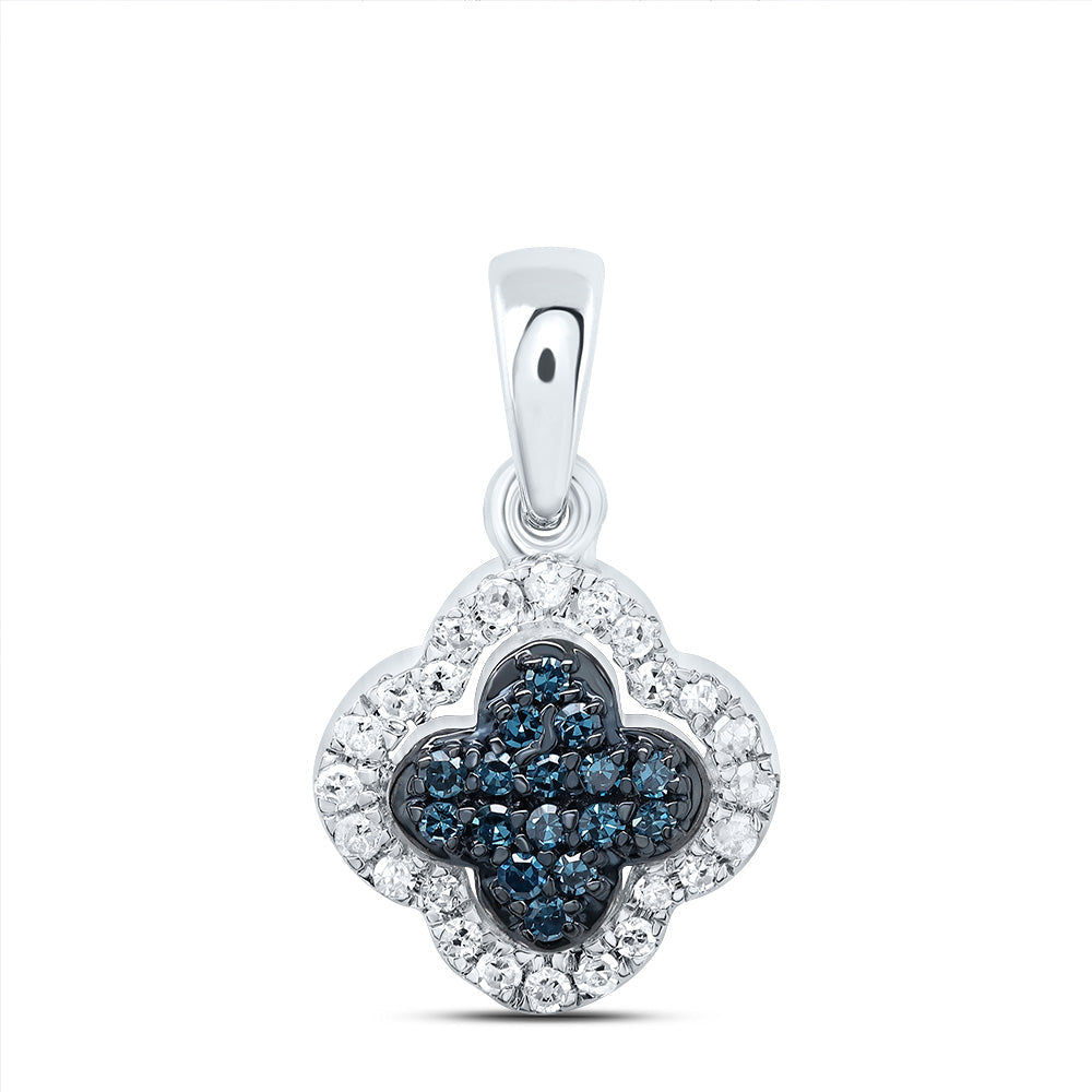 1/6CTW-DIA P1 GIFT BLUE DIAMOND CLOVER  PENDANT Daisy Joyeria