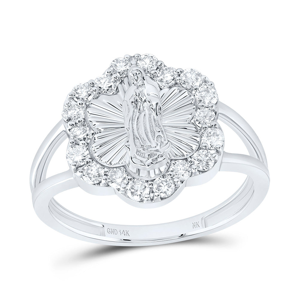 1/2CTW-DIA NK FASHION VIRGIN MOTHER MARY FLOWER LADIES RING 7 Daisy Joyeria