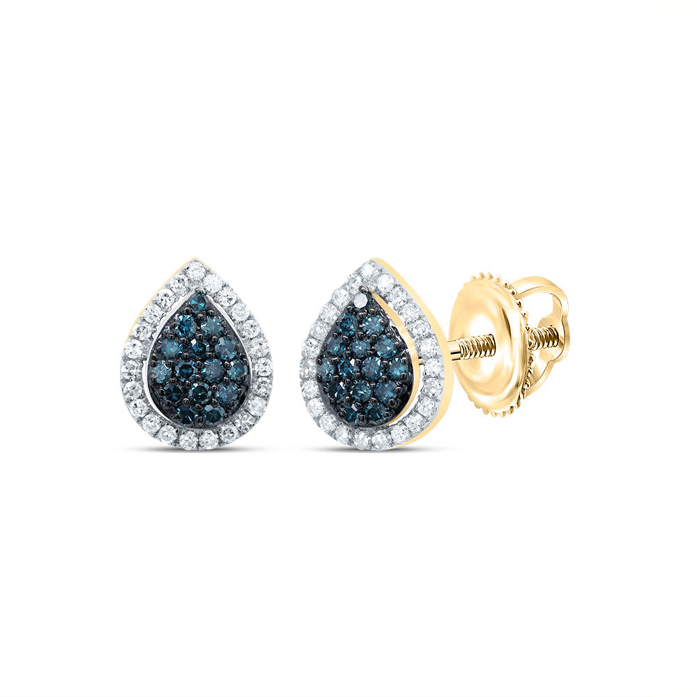 1/4CTW-DIA P1 GIFT BLUE DIAMOND PEAR STUD EARRING Daisy Joyeria