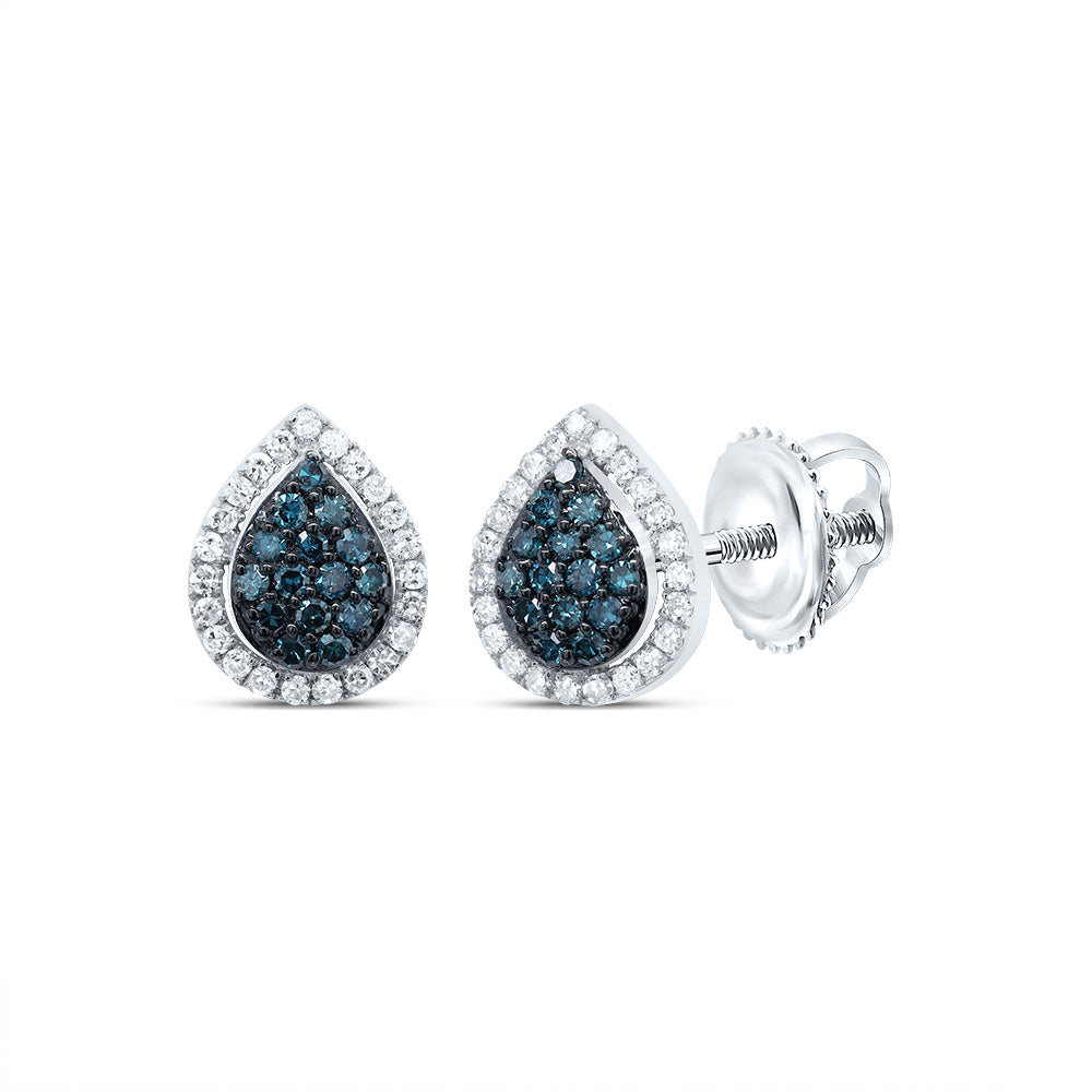 1/4CTW-DIA P1 GIFT BLUE DIAMOND PEAR STUD EARRING Daisy Joyeria