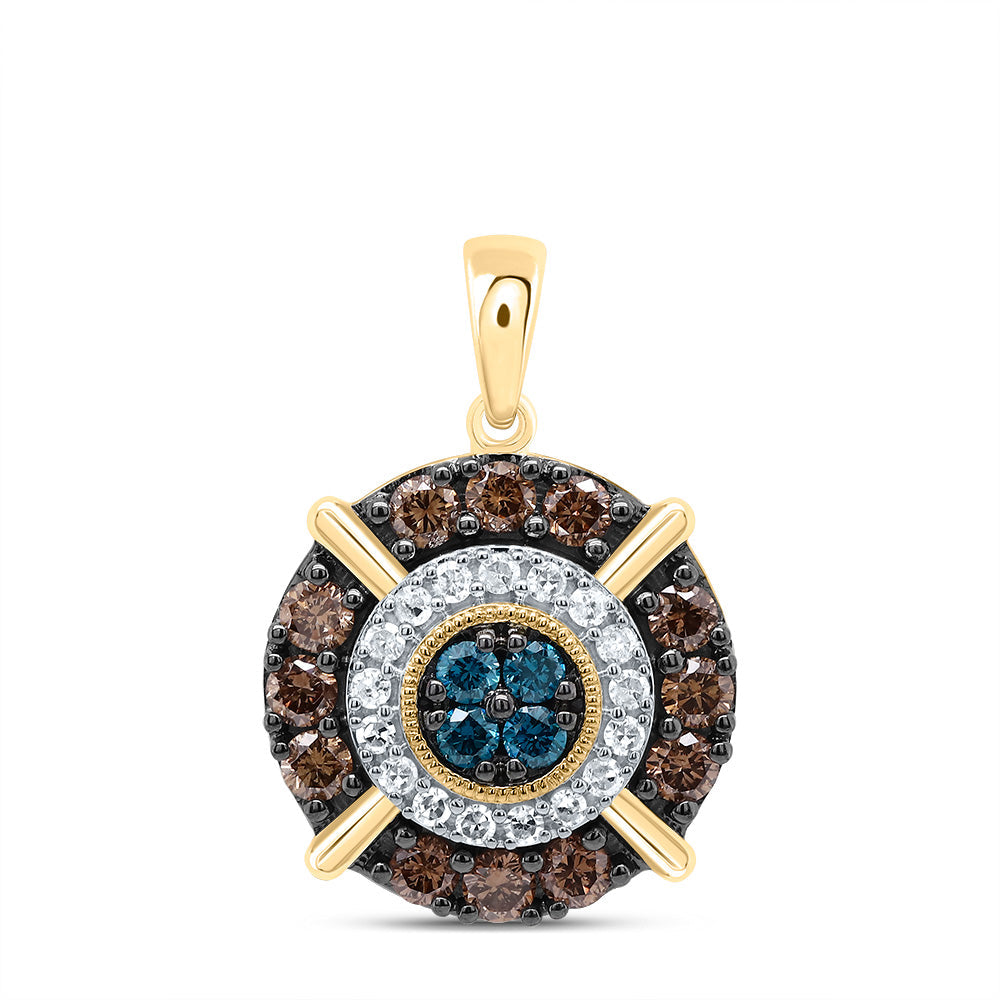 5/8CTW-DIA P1 GIFT COGNAC NATURAL, BLUE-DIA ROUND PENDANT Daisy Joyeria