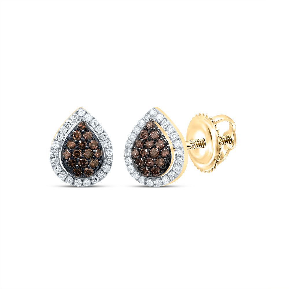 1/4CTW-DIA P1 GIFT COGNAC NATURAL DIAMOND PEAR STUD EARRING Daisy Joyeria