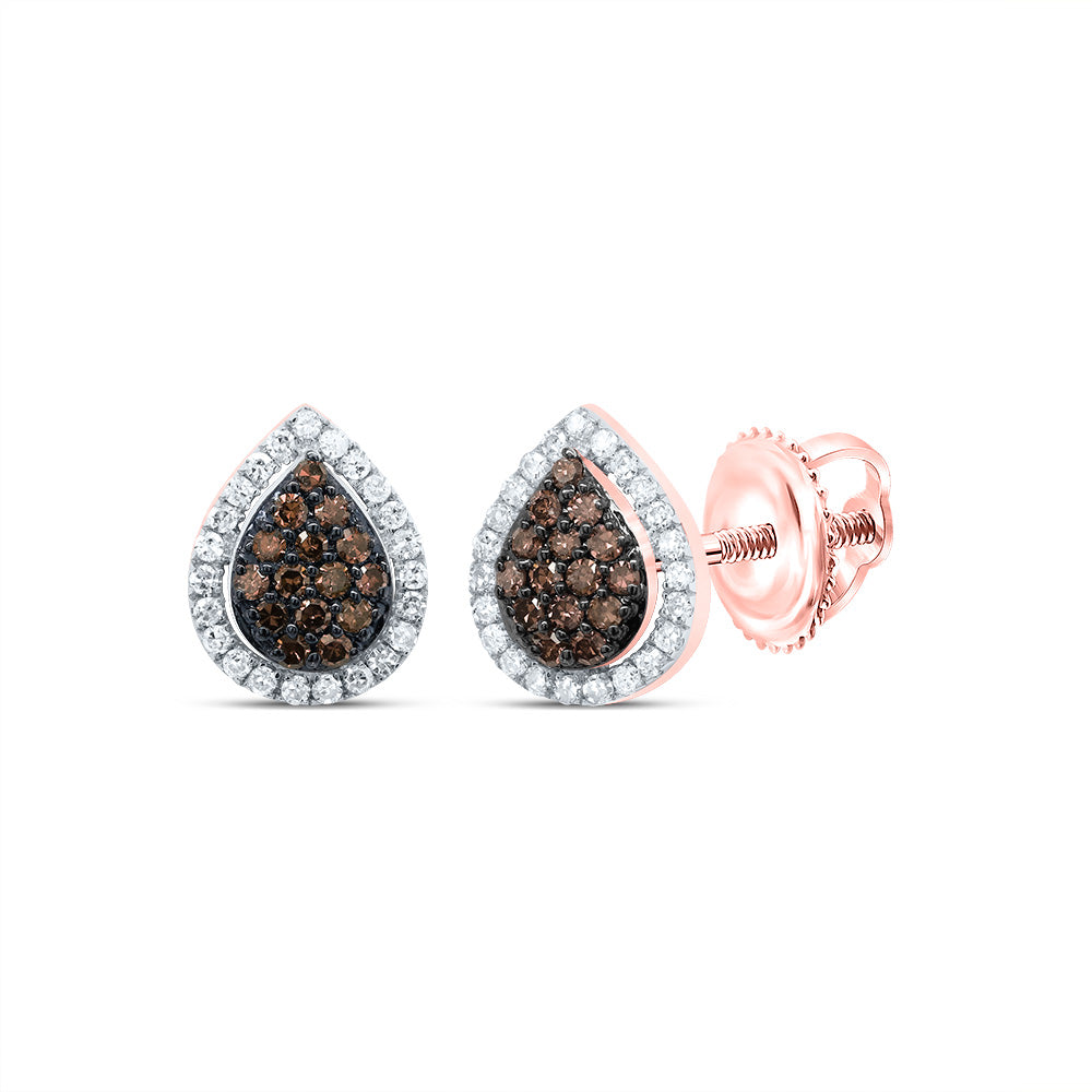 1/4CTW-DIA P1 GIFT COGNAC NATURAL DIAMOND PEAR STUD EARRING Daisy Joyeria