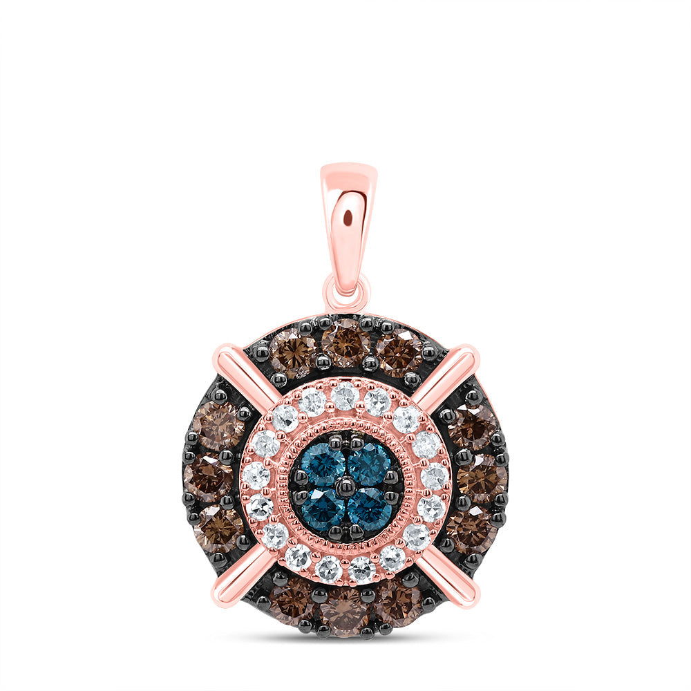 5/8CTW-DIA P1 GIFT COGNAC NATURAL, BLUE-DIA ROUND PENDANT Daisy Joyeria