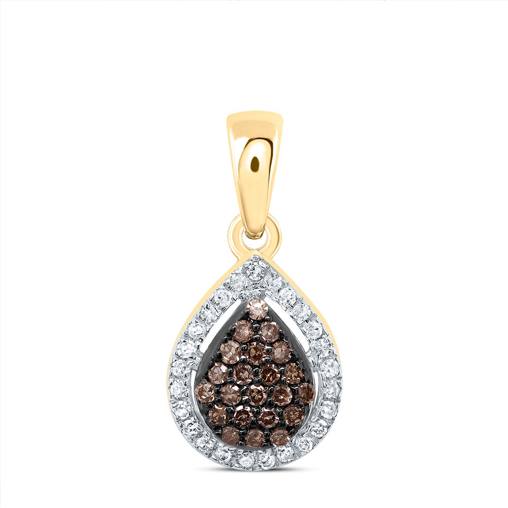 1/6CTW-DIA P1 GIFT COGNAC NATURAL DIAMOND PEAR PENDANT Daisy Joyeria