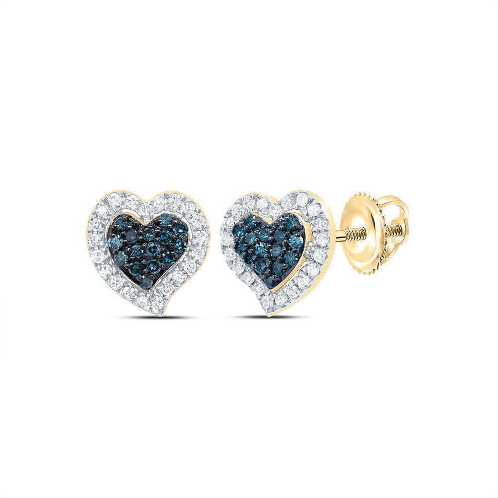 1/4CTW-NAT DIA P1 GIFT BLUE DIAMOND HEART STUD EARRING Daisy Joyeria