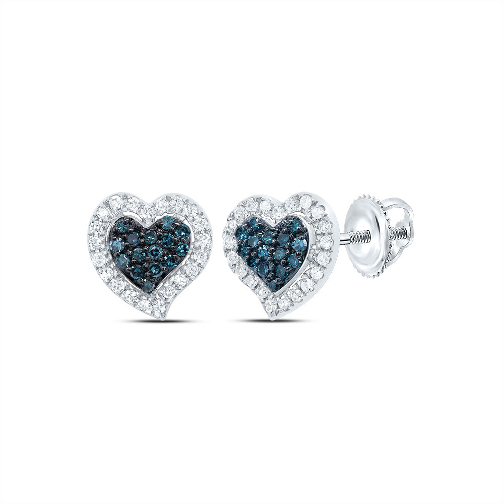 1/4CTW-NAT DIA P1 GIFT BLUE DIAMOND HEART STUD EARRING Daisy Joyeria