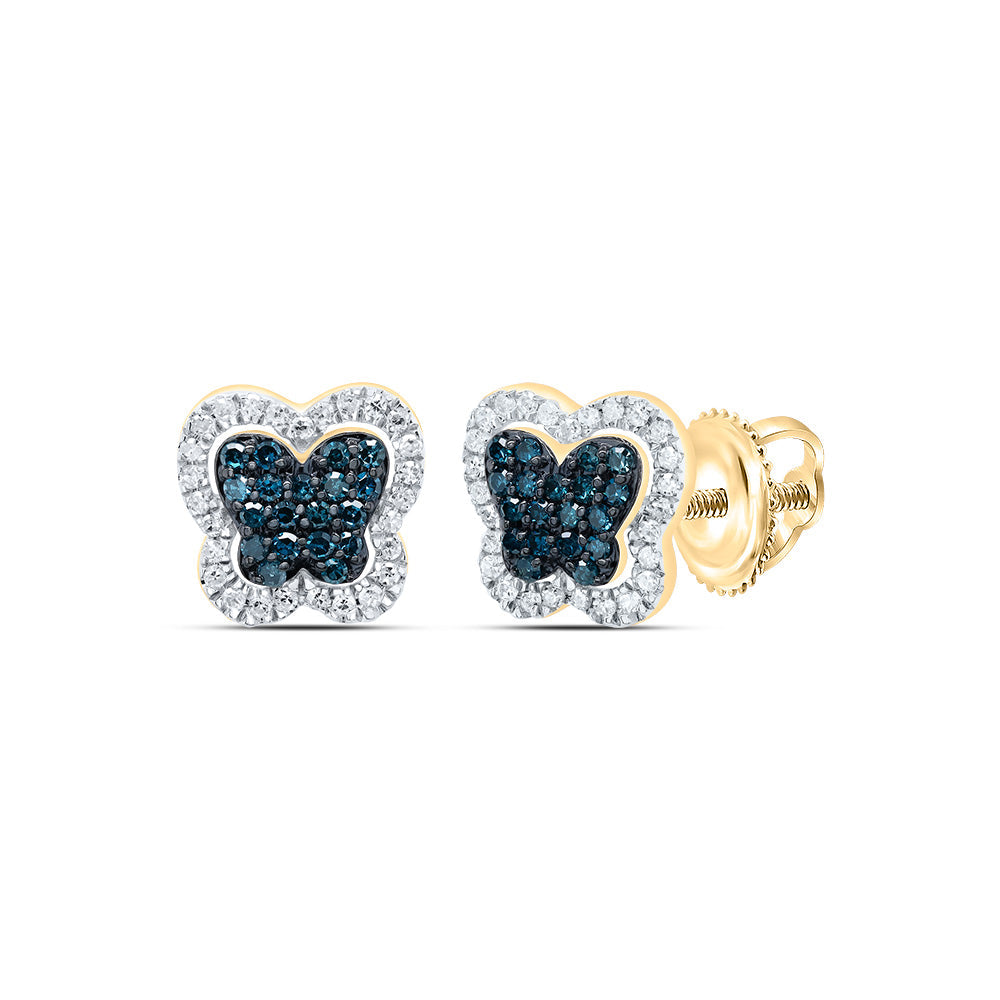 1/3CTW-DIA P1 GIFT BLUE DIAMOND BUTTERFLY STUD EARRING Daisy Joyeria