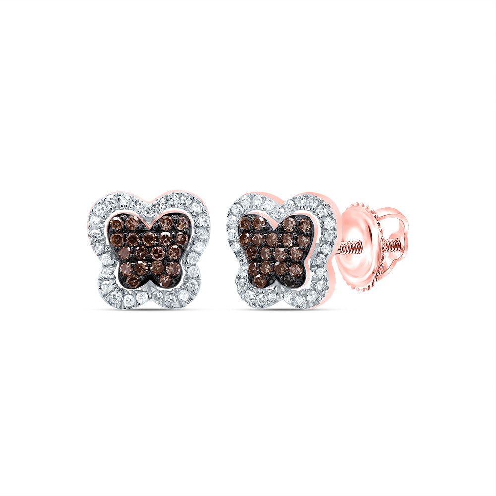 1/3CTW-DIA P1 GIFT COGNAC NATURAL DIAMOND BUTTERFLY STUD EARRING Daisy Joyeria
