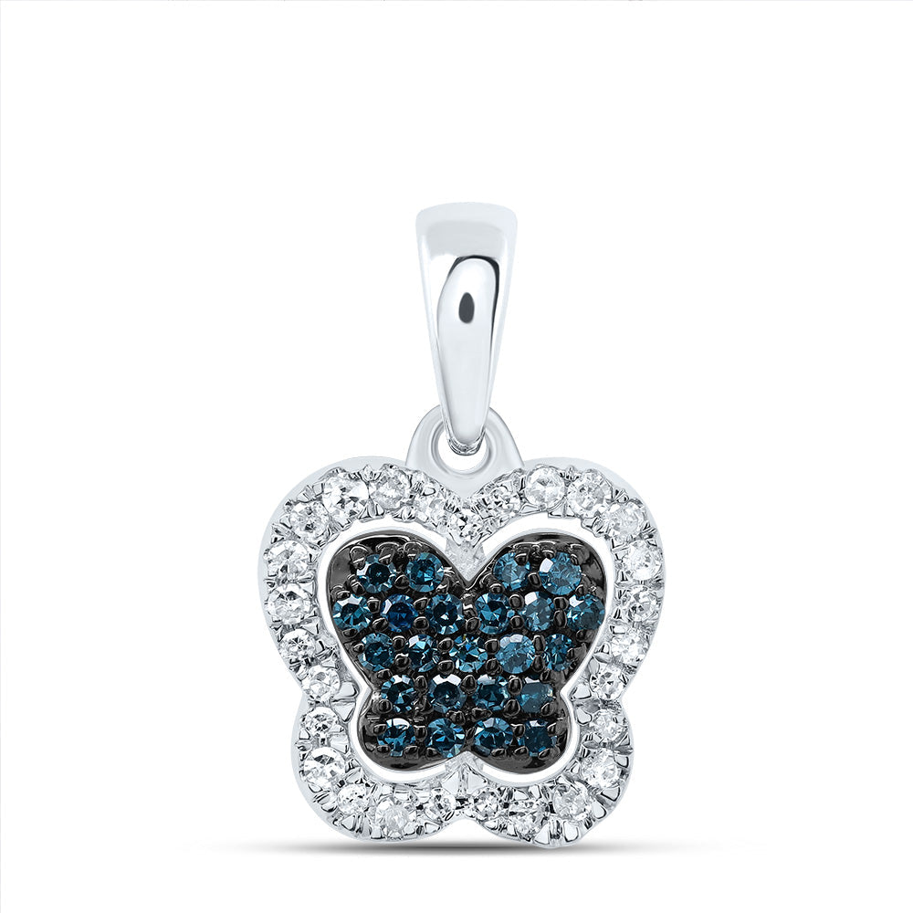1/5CTW-DIA P1 GIFT BLUE DIAMOND BUTTERFLY  PENDANT Daisy Joyeria