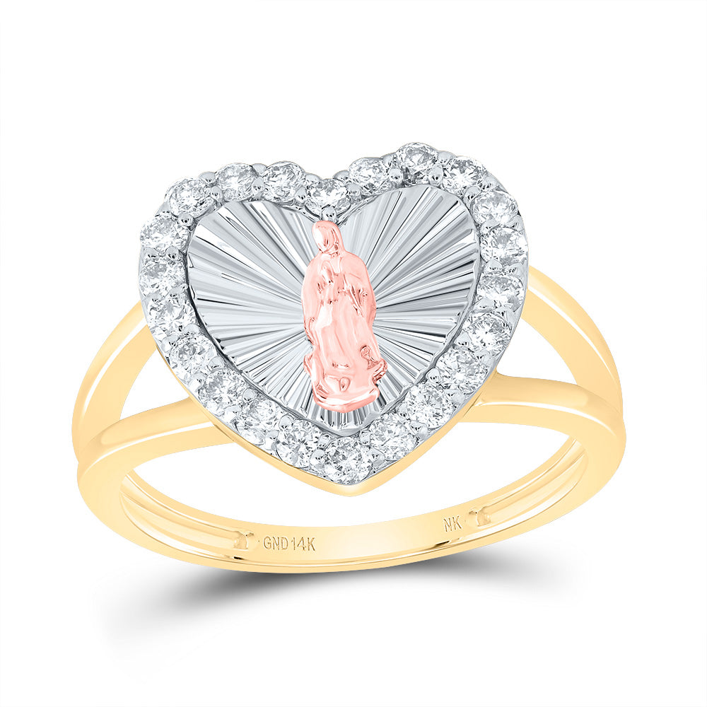 1/2CTW-DIA NK VIRGIN MOTHER MARY HEART LADIES RING 7 Daisy Joyeria