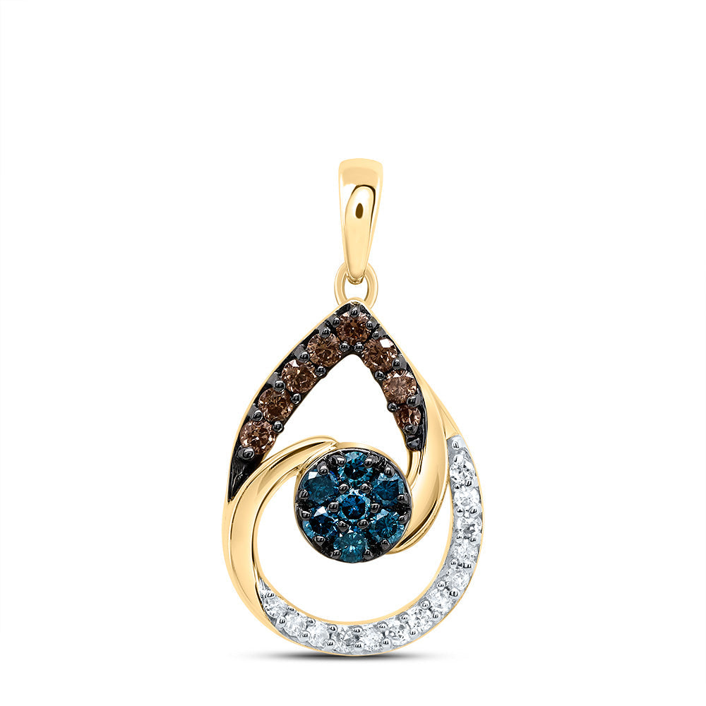 1/3CTW-DIA P1 GIFT COGNAC NATURAL, BLUE-DIA PEAR PENDANT Daisy Joyeria