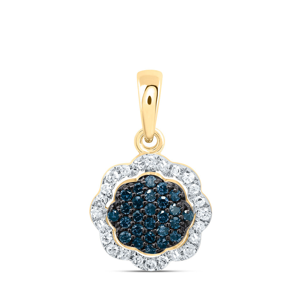 1/5CTW-DIA P1 GIFT BLUE DIAMOND FLOWER  PENDANT Daisy Joyeria