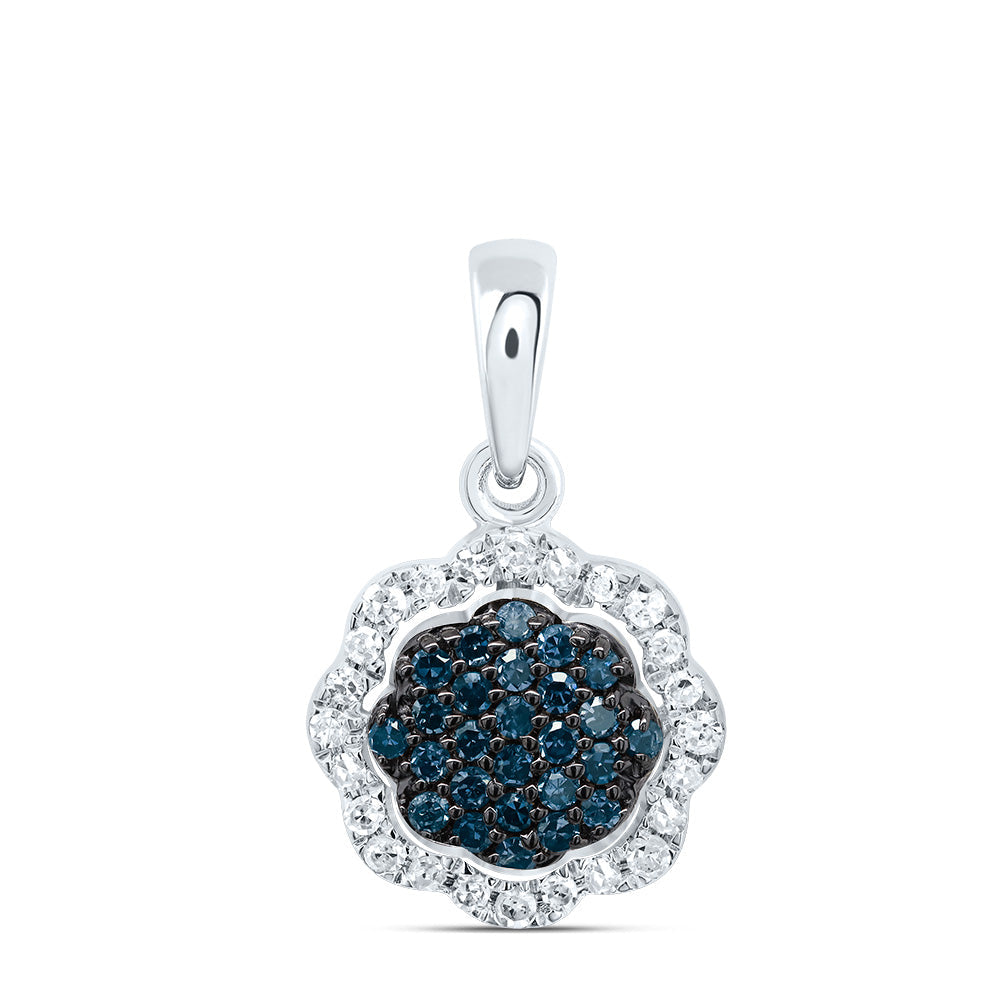1/5CTW-DIA P1 GIFT BLUE DIAMOND FLOWER  PENDANT Daisy Joyeria