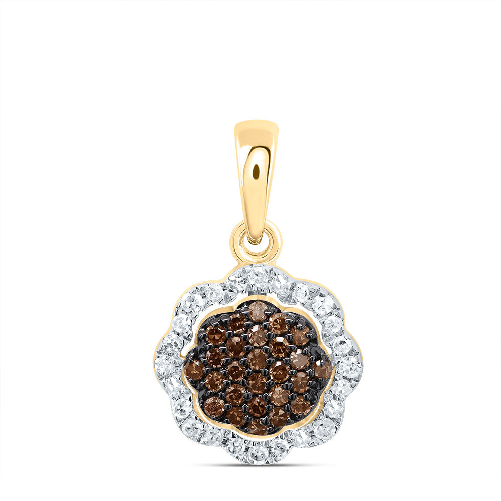 1/5CTW-DIA P1 GIFT COGNAC NATURAL DIAMOND FLOWER PENDANT Daisy Joyeria