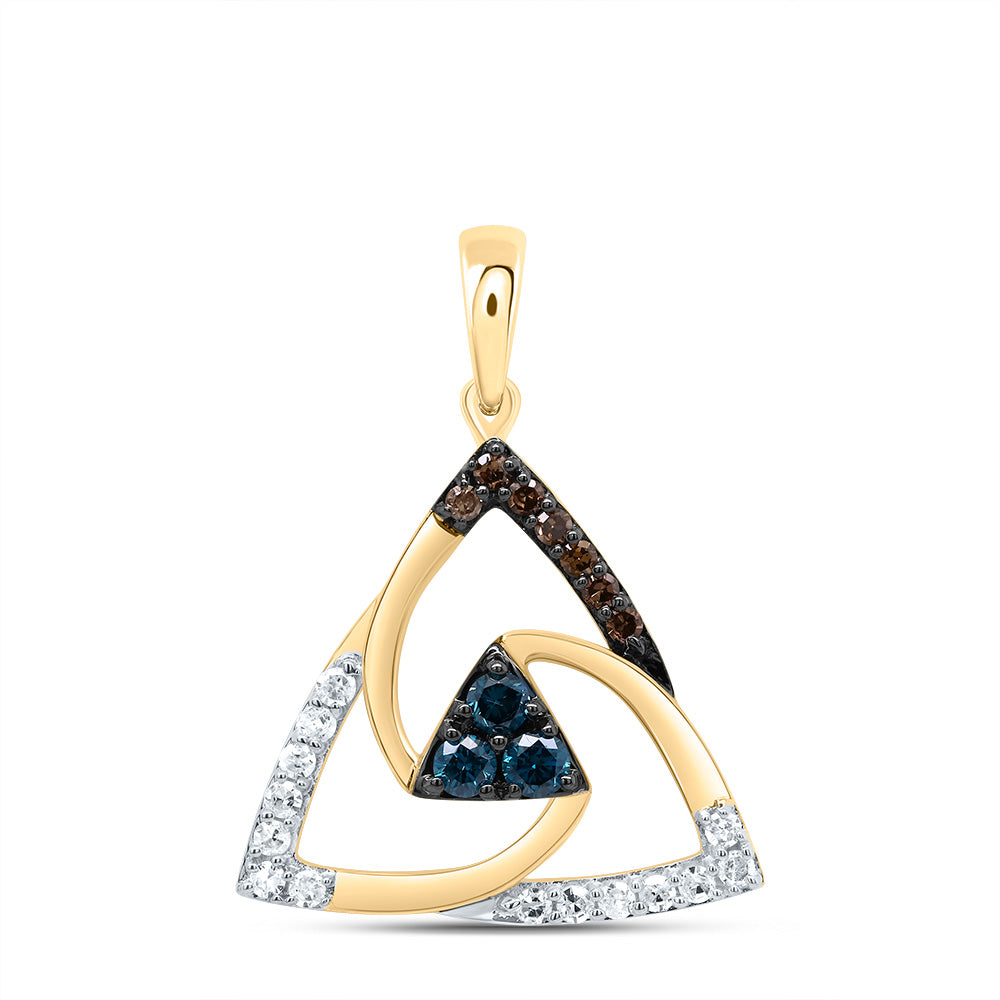 1/4CTW-DIA P1 GIFT COGNAC NATURAL, BLUE-DIA TRIANGLE PENDANT Daisy Joyeria
