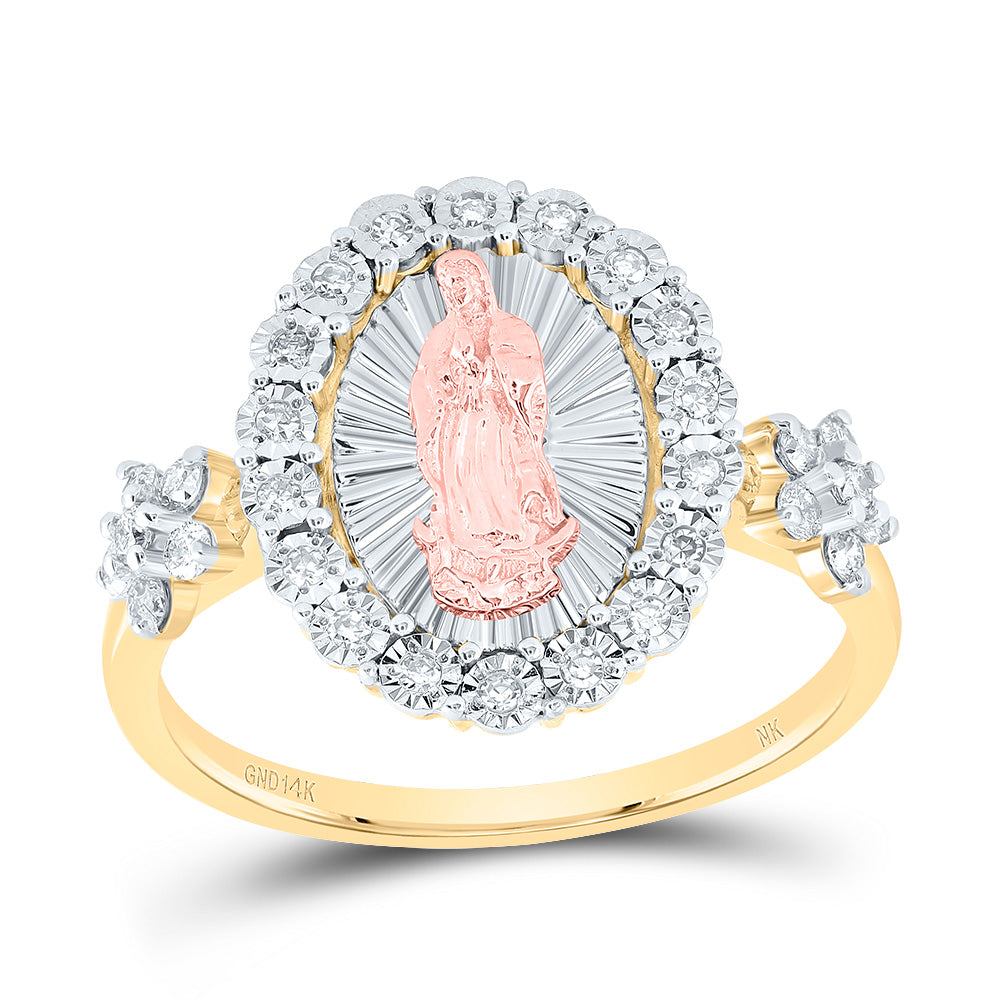 1/4CTW-DIA NK VIRGIN MOTHER MARY OVAL LADIES  RING 7 Daisy Joyeria