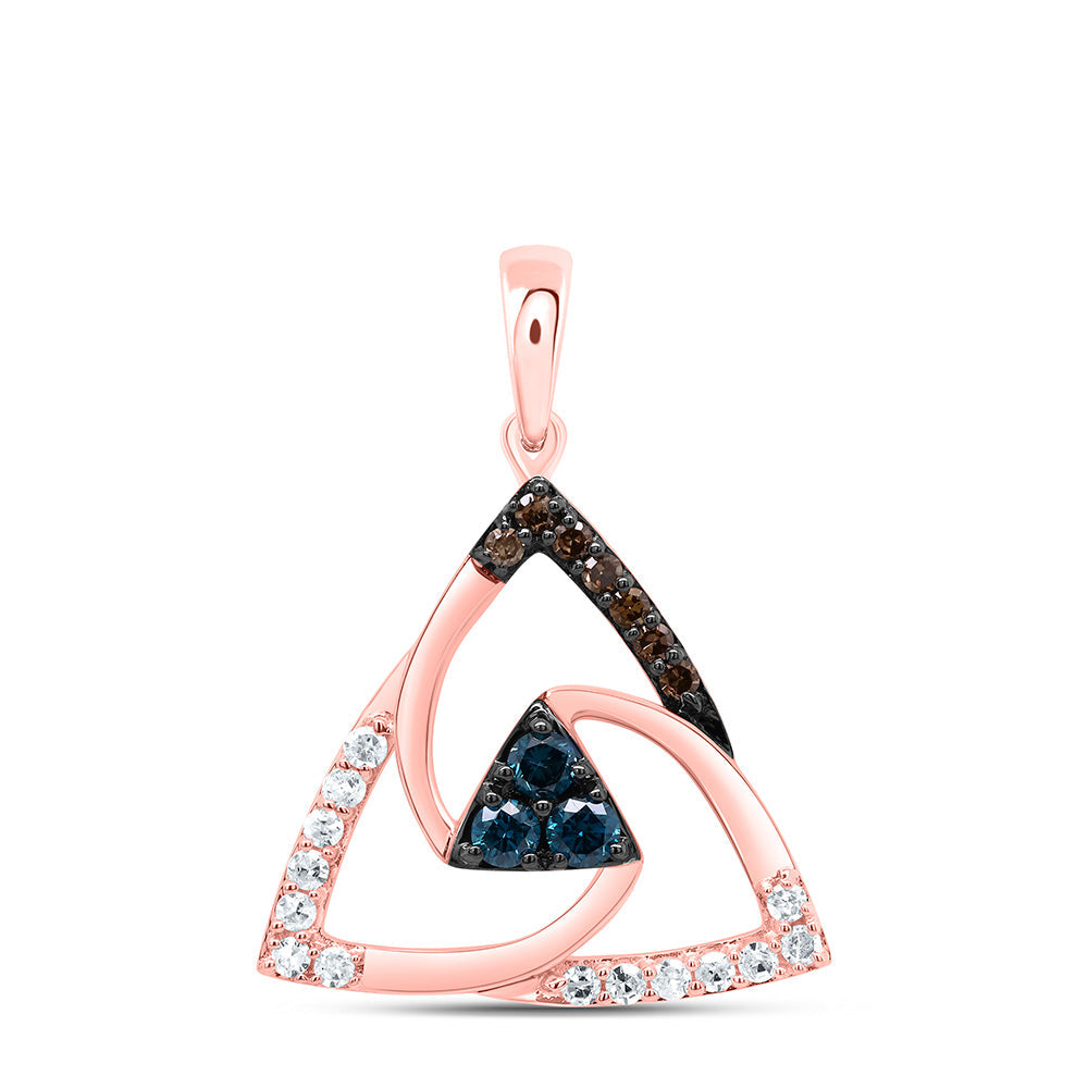 1/4CTW-DIA P1 GIFT COGNAC NATURAL, BLUE-DIA TRIANGLE PENDANT Daisy Joyeria