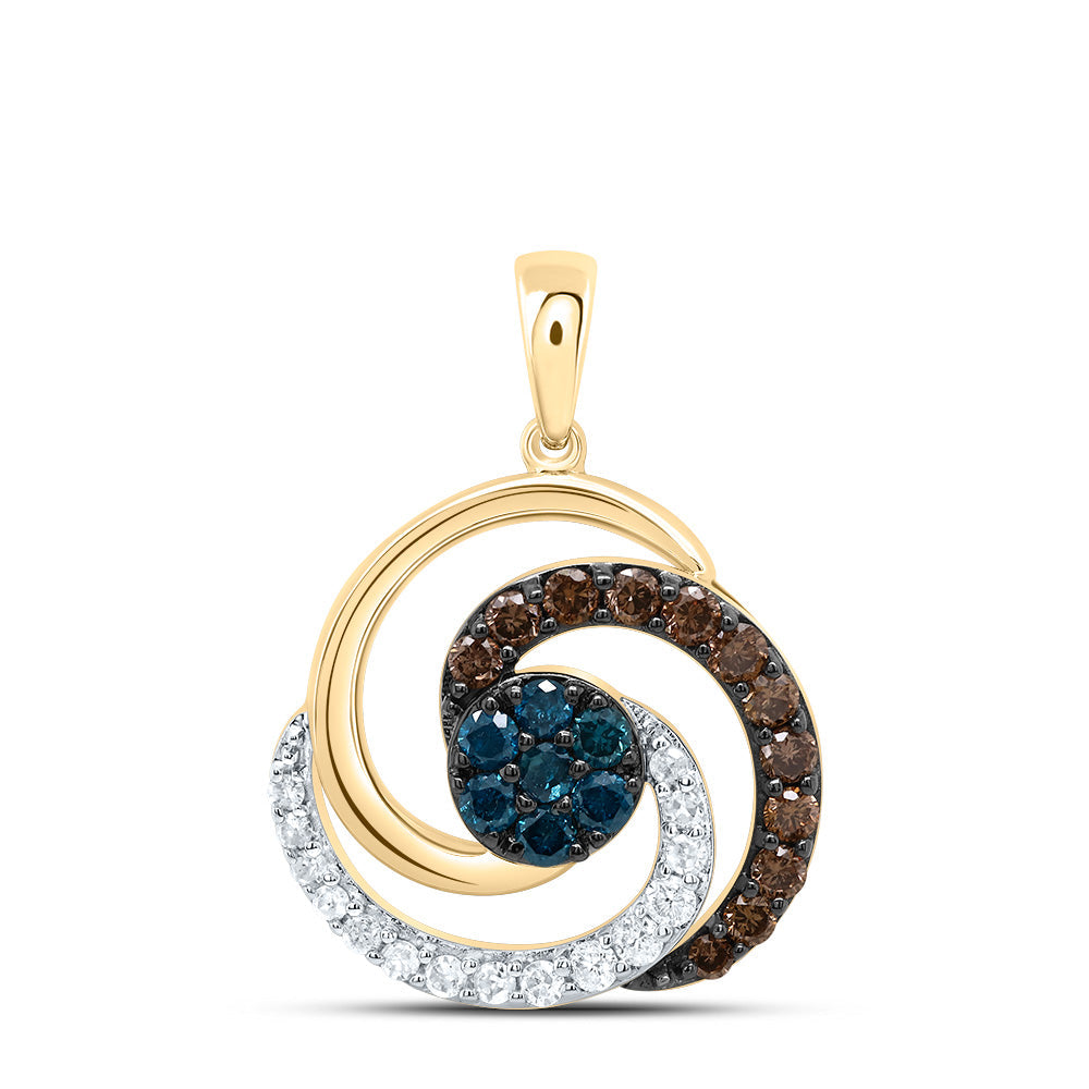 3/8CTW-DIA P1 GIFT COGNAC NATURAL, BLUE-DIA ROUND PENDANT Daisy Joyeria