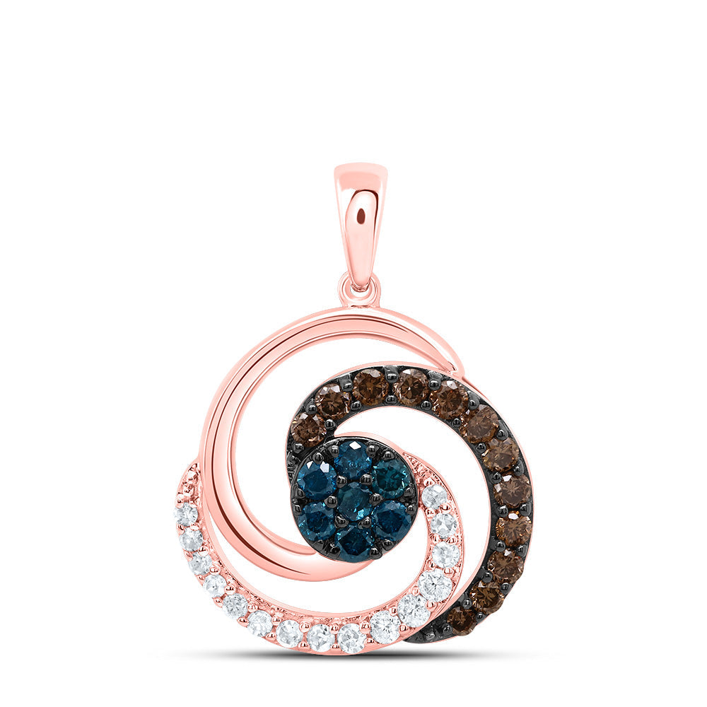 3/8CTW-DIA P1 GIFT COGNAC NATURAL, BLUE-DIA ROUND PENDANT Daisy Joyeria