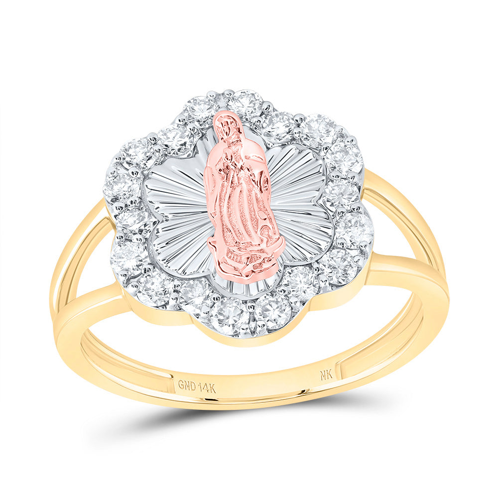 1/2CTW-DIA NK FASHION VIRGIN MOTHER MARY FLOWER LADIES RING 7 Daisy Joyeria