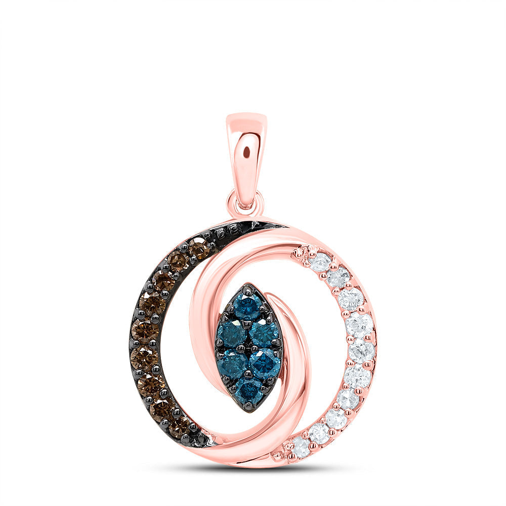1/3CTW-DIA P1 GIFT COGNAC NATURAL, BLUE-DIA ROUND PENDANT Daisy Joyeria