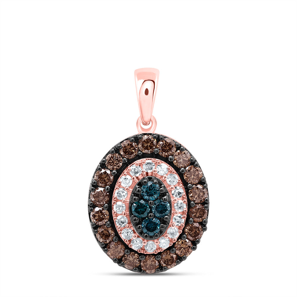 5/8CTW-DIA P1 GIFT COGNAC NATURAL, BLUE-DIA OVAL PENDANT Daisy Joyeria